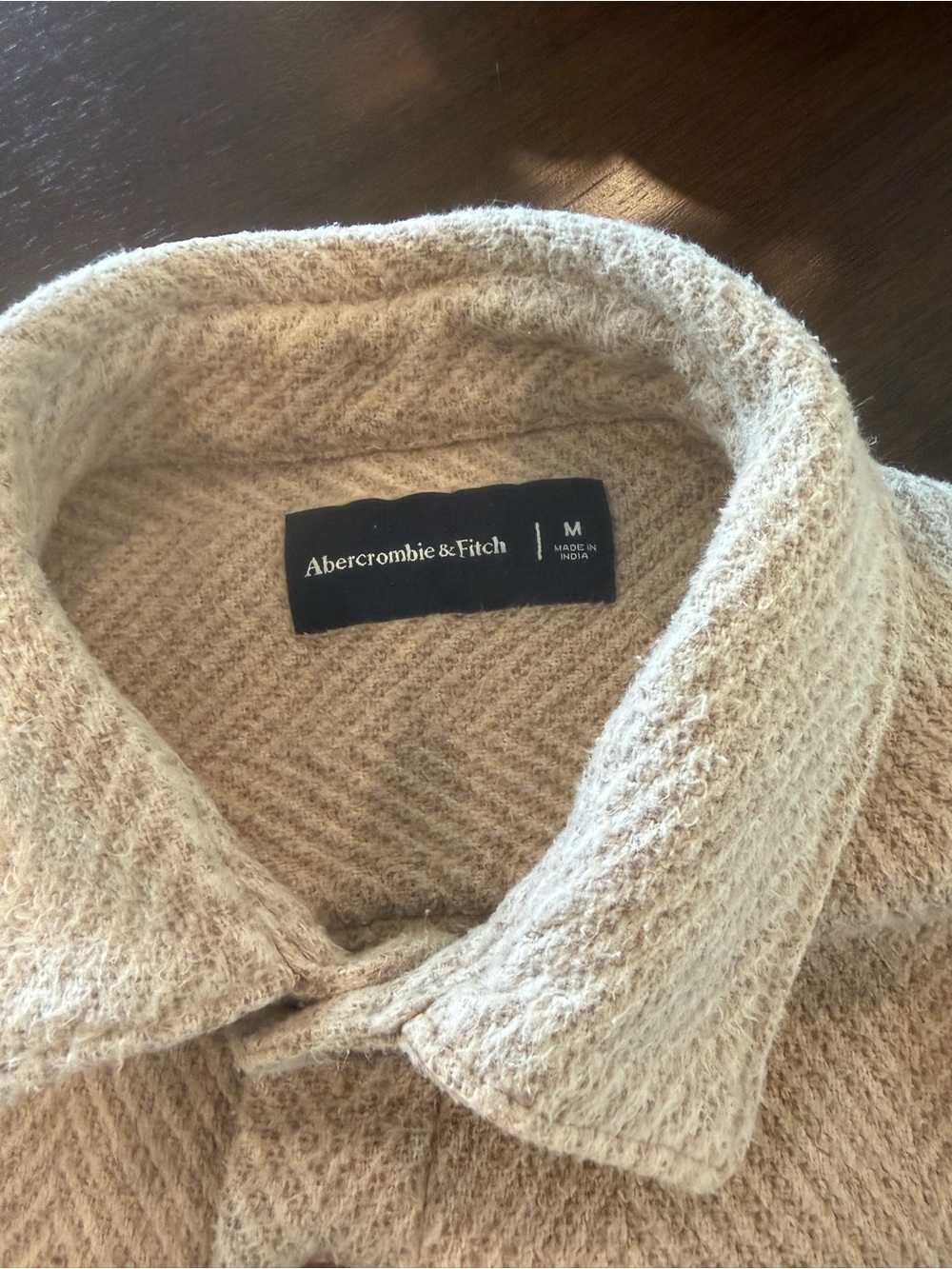 Abercrombie & Fitch Light Beige Herringbone Shirt Jacket - Picture 5 of 6